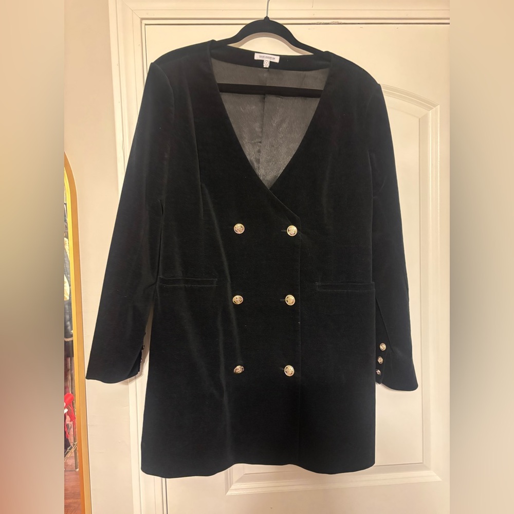 Good American Black Double-Breasted Blazer Dress